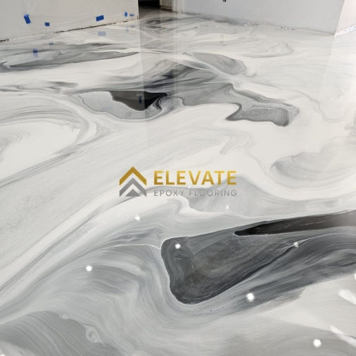 white marble metallic epoxy flooring